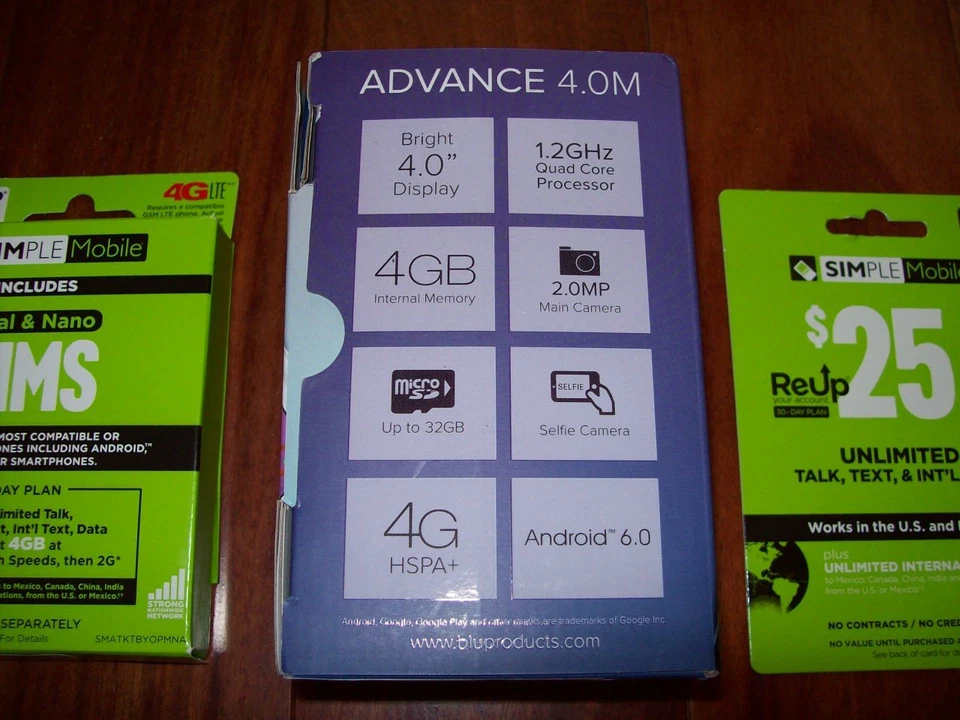Reduced NEW $25 Sim Card & BLU GSM Advance 4M, 4GB Memory Smart Phone (Unlocked) - Image 3 of 4