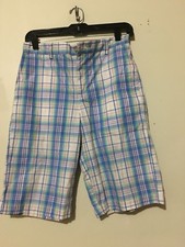 Vineyard Vines by Shep Ian Size 18 Boys 100 Cotton Plaid Blue Beige Shorts