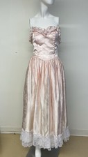 Vintage Zum Zum Dress Shiny Lace Prom Peach sz 8 Poofy Fluffy