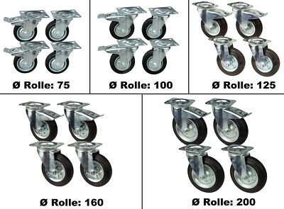 4 Stück Transportrollen mit Bremse Lenkrolle Transportrolle Möbelrolle
