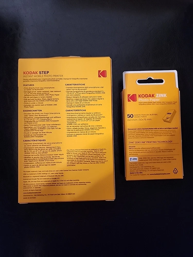 KODAK STEP Instant Mobile Photo Printer in White + Photo Paper