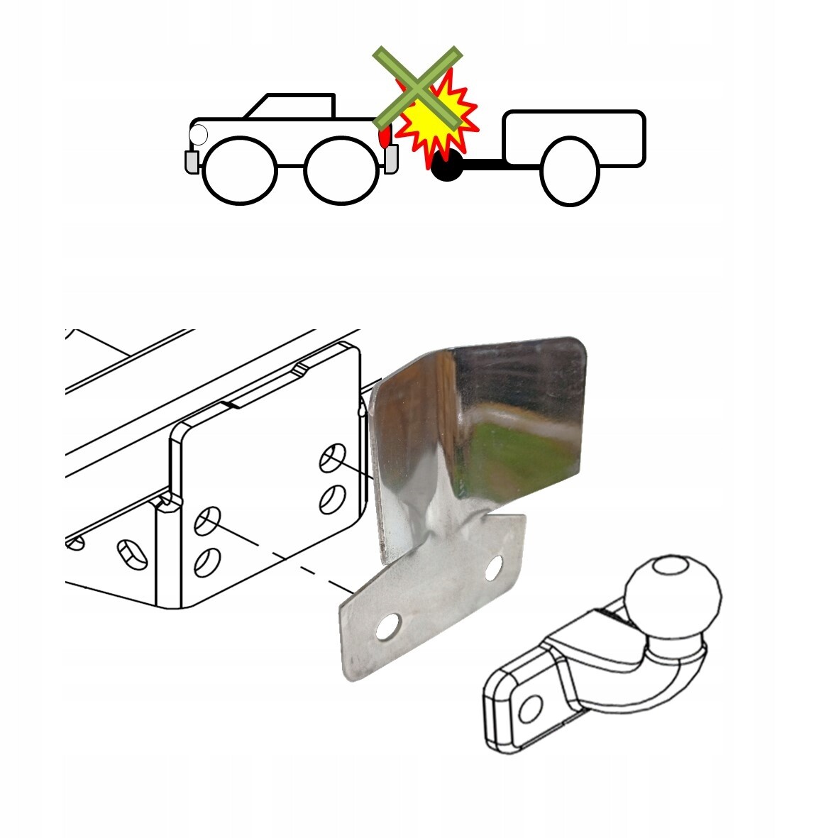 StoßStangenschutz AnhäNgerkupplung - Edelstahl, Lochbild 90Mm FüR Cherokee 88-01-image