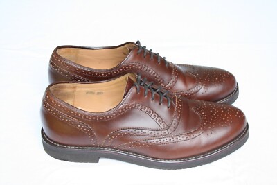 VTG Brooks Brothers Men\'s Brown Burnished Leather Brogue Wingtip Oxfords US 8 Peal & Co Brooks Brothers Oxford Shoes Mens 8.5 Brown  main image 4