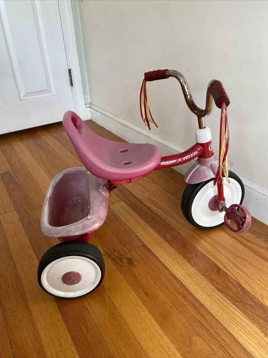 Vintage Radio Flyer 411 Folding Tricycle With Basket Pink And Red