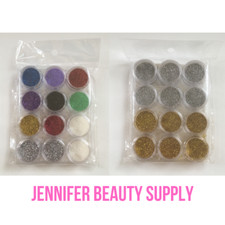 12 PCS MIX COLOR GLITTER DUST POWDER SET FOR NAIL ART ACRYLIC TIPS DECORATION
