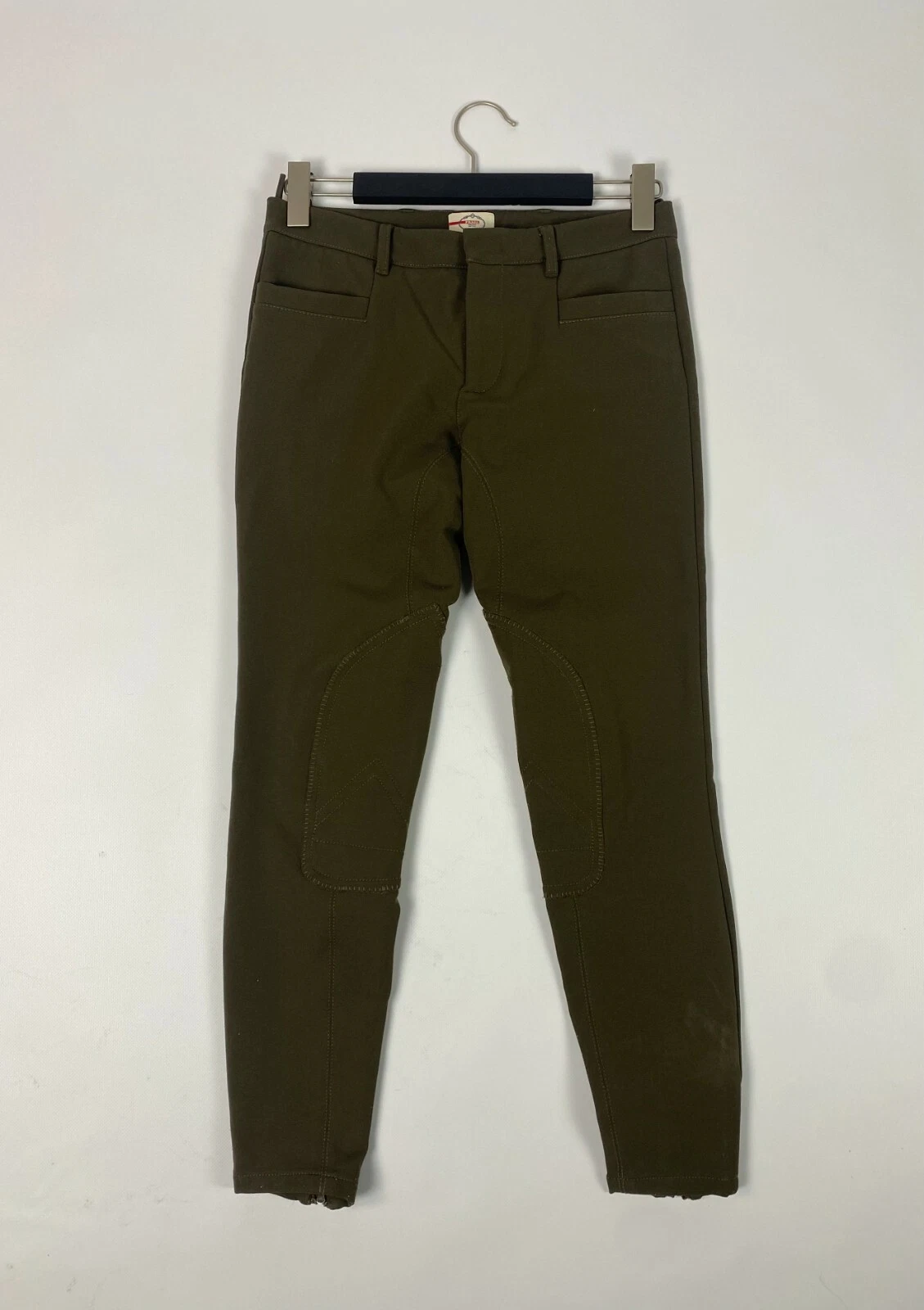 Pantaloni PRADA kaki equitazione elasticizzati a vita alta conici W31 Activewear