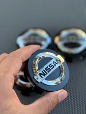 4 X Nissan 59mm Black Wheel Center Caps