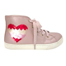 Children's Place Metallic Pink Sequin Heart High-Top Sneakers- Girls Size 3