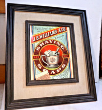 JB Williams & Co SHAVING AND TOILET SOAPS Double Framed Advertisement 17" x 15.2