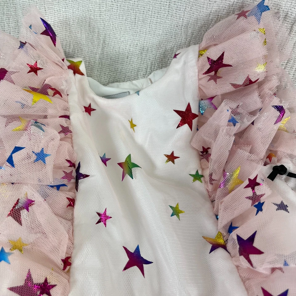 Vestido Pippa & Julie Niñas 12M Rosa Tul Lámina Arco Iris Estrellas Conjunto de 2 Piezas Halloween Foto 2 de 4