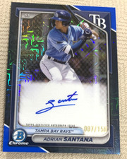 2024 Bowman Chrome-Adrian Santana Auto Blue Mojo /150 Tampa Bay Rays #BMA-AS