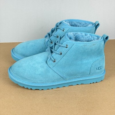 UGG Neumel Suede Chukka Boots Mens 10 Light Blue Wool Lined Lace Up