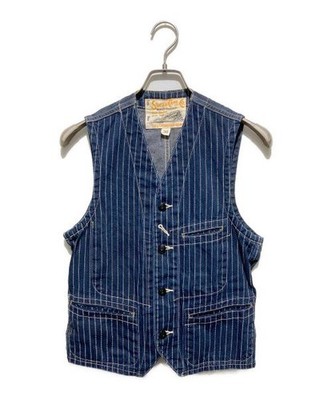 SUGAR CANE                    9oz Wabash Stripe Work Vest Indigo C12654