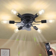 Modern Ceiling Fans with Lights Remote Control, Black Industrial Ceiling Fan wit