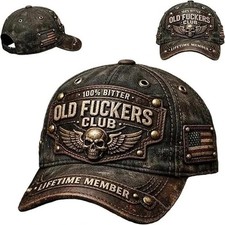 Old F*ckers Club-Vintage Baseball Cap, Adjustable lustige Distressed Hat