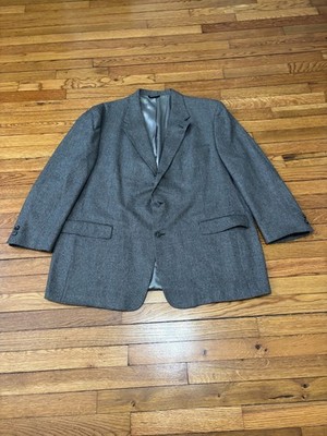Hart Schaffner Marx Mens Sport Coat 48R Brown 3 Roll 2 Fleck Wool Blazer Jacket