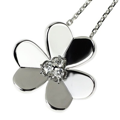 Van Cleef & Arpels K18WG Diamond Pendant Necklace Frivole Large