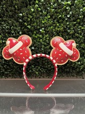 Disney Parks 2021 Christmas Holiday Gingerbread Cookie Mickey Mouse Ears Red