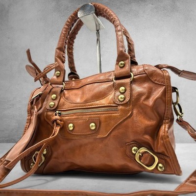 Handbag Satchel Shoulder Tote Bag Editor's Bag Leather Brown USED Good Condition