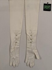 Vintage Ivory Opera Gloves Pearl Button Elbow Length Made in Germany 7.5
