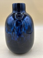 6  Hand Blown Vase. Blue-black, Heavy
