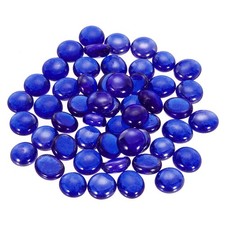 Decorative Flat Glass Marbles 12-14mm Rock Vase Filler Navy Blue, 50Pcs