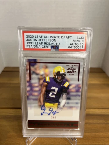 2020 Leaf Ultimate Draft Justin Jefferson JJ3 PSA 9 AUTO 10 3/5 Rookie