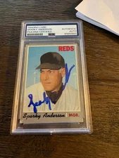 Sparky Anderson Reds Tigers 1970 Topps signed autographed baseball card AUTO PSA