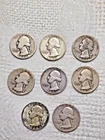8 Silver Quarter Lot No Mint Marks 1940 & Up