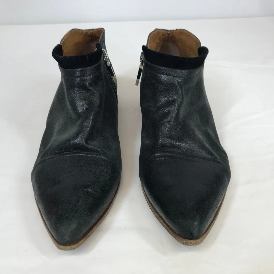 ALBERTO FERMANI Botines Cuero Negro Punta Cremallera Lateral Mujer Talla 39 Foto 3 de 4