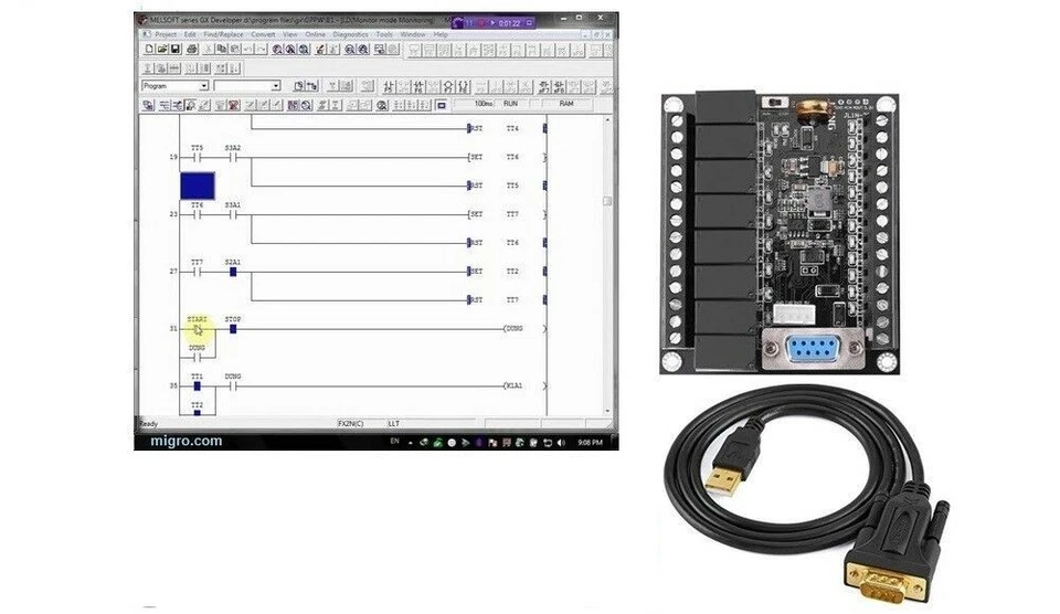 FX PLC Controller Kit, GX Developer Ladder Programming Software 24VDC Free Meter - Image 2 of 4