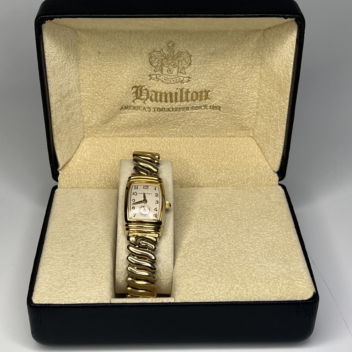 Vintage HAMILTON Benton 6246 Women's Gold Tone Quartz Watch w/ Box