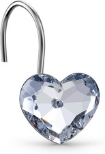 Clear Heart Shower Curtain Hooks Rings,Set of 12 Bling Crystal Decorative Shower
