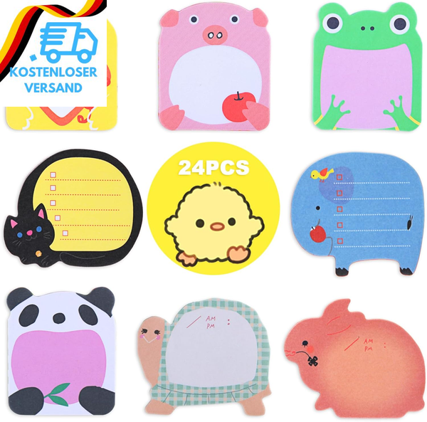 Bunt Cartoon Tiere Haftnotizen, 24 Paket SüßE Sticky Notes, Selbstklebende Haftn-image