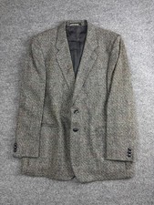Vintage St Michael Blazer Mens Medium Gray Herringbone Tweed Wool Made UK 80s