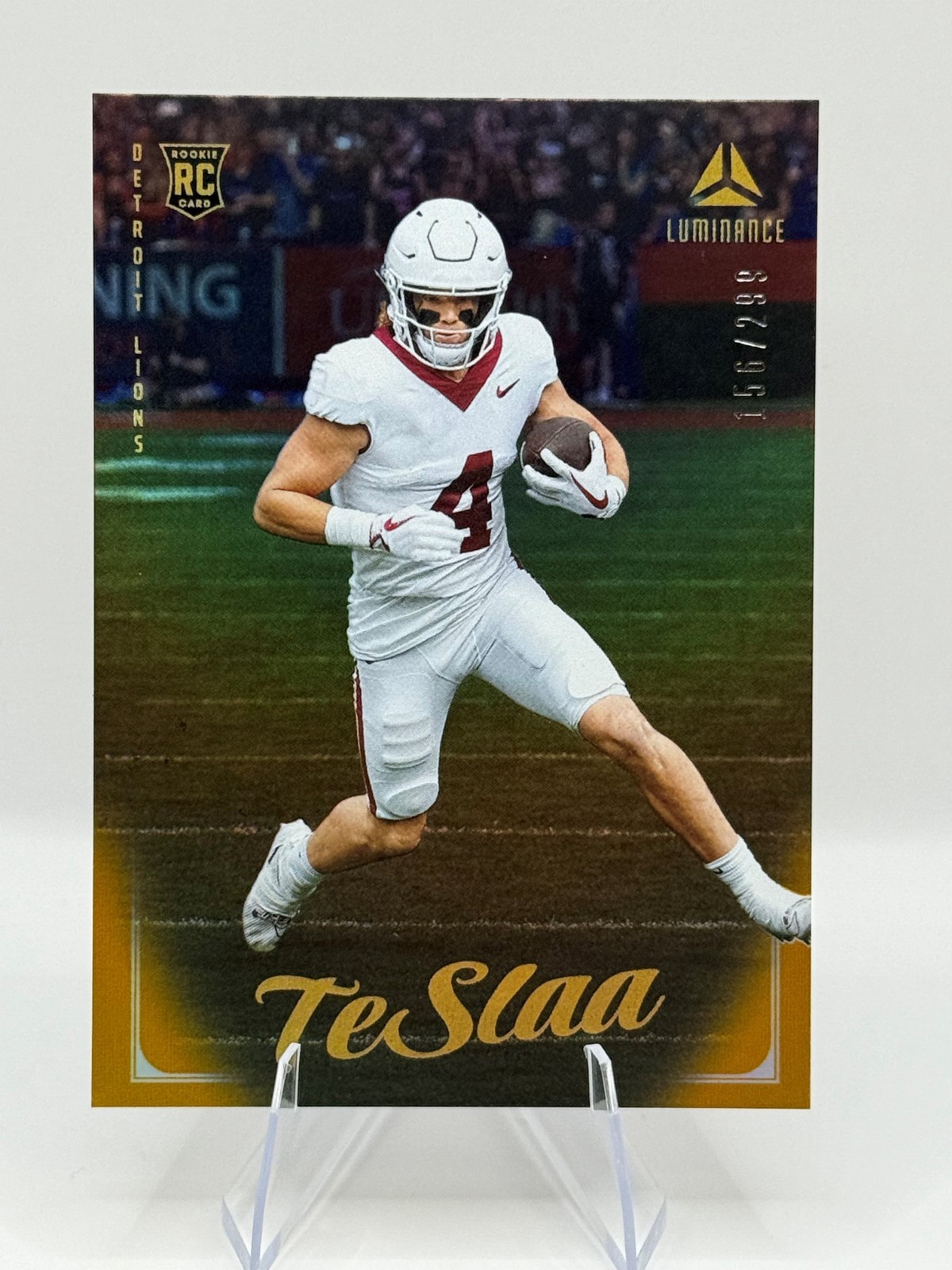 2025 Panini Luminance - Rookies Isaac Teslaa #164 Gold /299 (RC) Detroit Lions