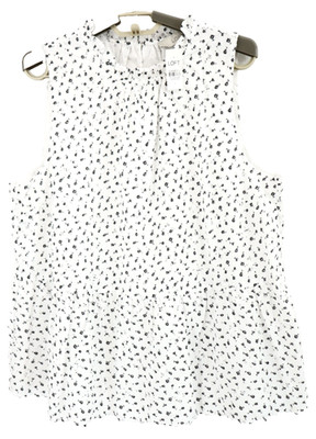 NWT LOFT Women's Cotton Tank Top Embroidered Eyelet Ruffle Floral Black White L