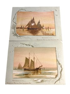Vintage Cambridge Mutual Fire Insurance Company Sailboat Photos Lot Of 2