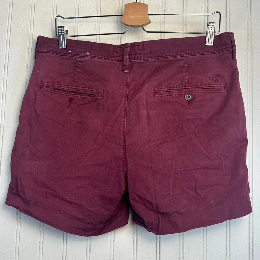 Pantalones Cortos Chinos American Eagle Para Hombres Extreme Flex Ajustados Granate Talla 32 Foto 2 de 4