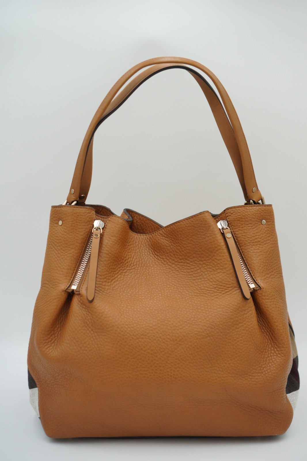 Burberry Calfskin House Check Maidstone Medium Brown Shoulder Bag