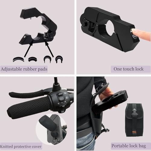 Heavy Duty Motorcycle Throttle Lock - Anti Theft Brake Handlebar Grip Black