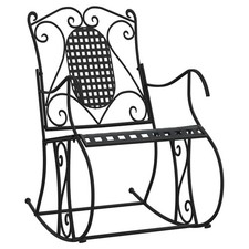 Rocking Bench Park Patio Garden Bench Outdoor Bench Seat Black Steel vidaXL