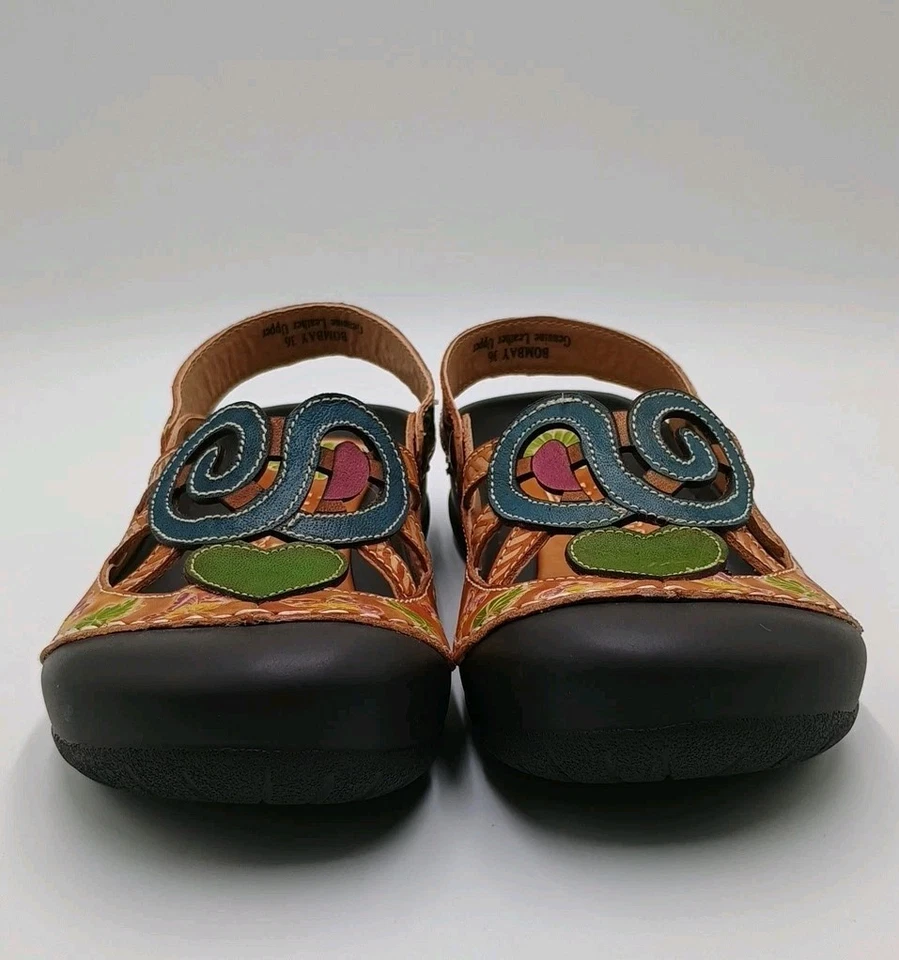 Spring Step L'Artiste Bombay Camel Clogs Slip On Painted Shoes Size 36 / US 5.5 - Image 2 of 4