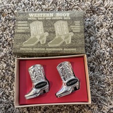 NOS KENTUCKY ARGENTO STIVALI DA COWBOY SET SHAKER SALE E PEPE metallo stivali western