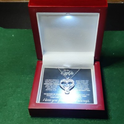 ''To My Wife'' Heart Necklace Cubic Zirconia with light up Gift Box