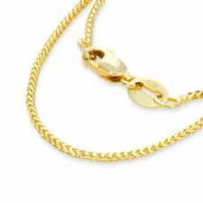 10K Yellow Gold Solid Franco 0.9mm D/C Spiga Chain Dainty Womens Necklace 18"