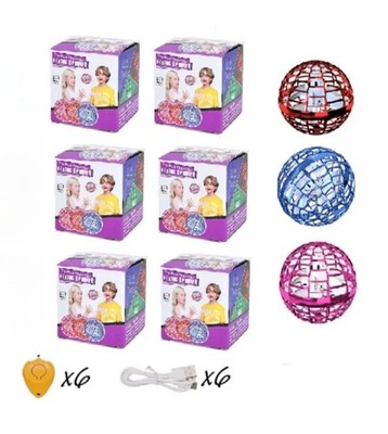 6 pcs Flying Orb Ball Toys Hand Controlled RGB Light Magic Hover Orb Spinner