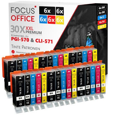 30 Xxl Patronen Canon PGI-570 CLI-571 Pixma TS6050 TS8050 TS5050 TS9050 Mit Chip-image