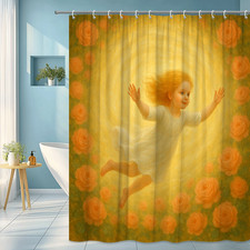 Whimsical Floral Shower Curtain for Kids Room, Cute Design