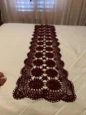 ❤️Handmade 14” X 52” Granny Flower Crochet Throw Dresser Table Runner Cotton